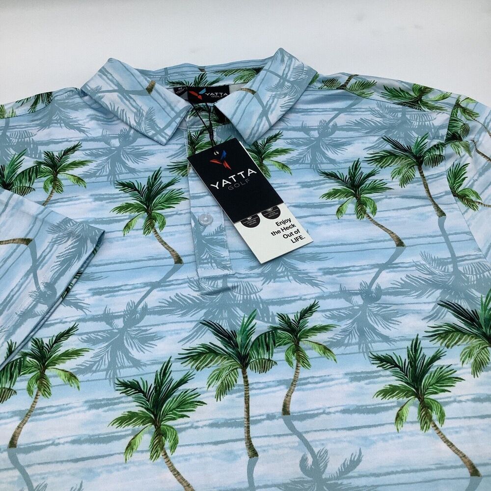Yatta Golf Mens Makani Olu Olu Short‎ Sleeve Tropical Golf Polo Size Medium NWT